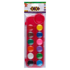 Фарби аквар. 12 кол.,  пласт./кор., з/п., рожевий, KIDS Line