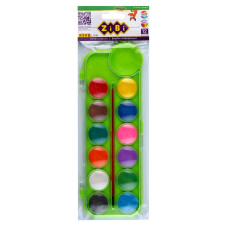 Фарби аквар. 12 кол.,  пласт./кор., з пензлем., салатовий, KIDS Line