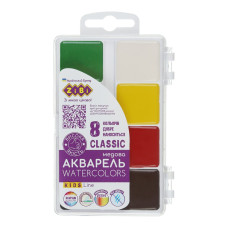 Акварель CLASSIC, 8 кол.,  без/п, пласт./кор., KIDS Line