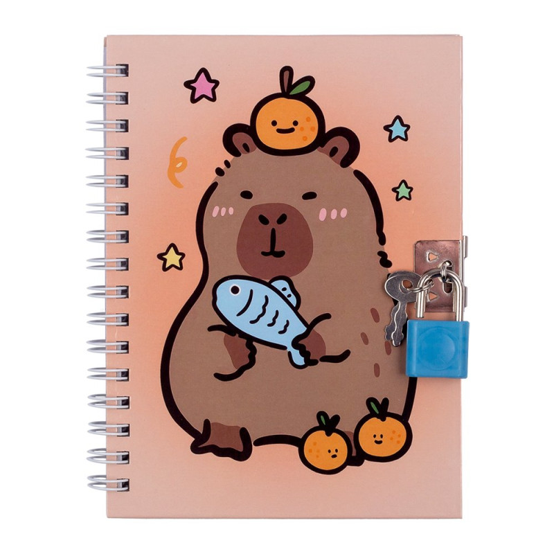 Блокнот на пружині збоку із замком CAPYBARA, 110х150 мм, 48 арк., клітинка, асорті, KIDS Line Блокнот на пружині збоку із замком CAPYBARA, 110х150 мм, 48 арк., клітинка, асорті, KIDS Line
