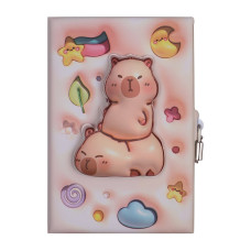 Блокнот 3D із замком CAPYBARA, 145 х 210 мм, 80 арк., клітинка, Soft PU обкладинка, асорті, KIDS Lin
