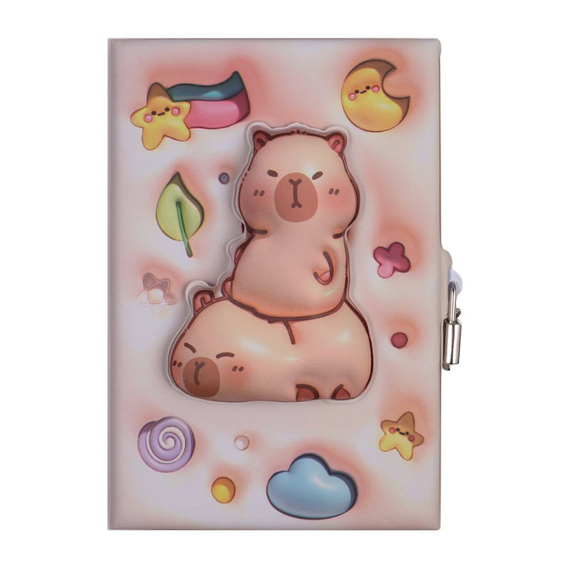 Блокнот 3D із замком CAPYBARA, 145 х 210 мм, 80 арк., клітинка, Soft PU обкладинка, асорті, KIDS Lin Блокнот 3D із замком CAPYBARA, 145 х 210 мм, 80 арк., клітинка, Soft PU обкладинка, асорті, KIDS Lin