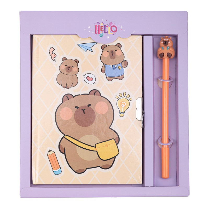 Блокнот із замком та ручкою CAPYBARA 1, 203х225 мм, 50 арк., клітинка, асорті, KIDS Line. Блокнот із замком та ручкою CAPYBARA 1, 203х225 мм, 50 арк., клітинка, асорті, KIDS Line.