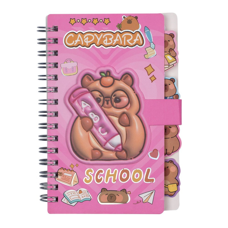 Блокнот на пружині збоку CAPYBARA, А6, 60 арк., клітинка, на липучці, асорті, KIDS Line Блокнот на пружині збоку CAPYBARA, А6, 60 арк., клітинка, на липучці, асорті, KIDS Line
