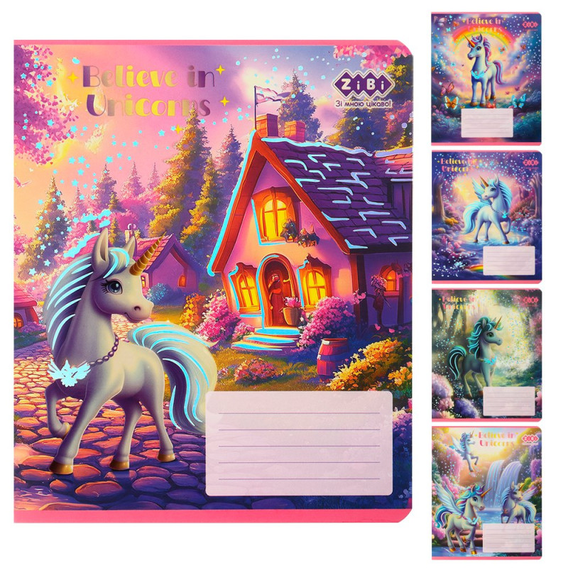 Зошит учнівський шкільний UNICORN, 12 арк., лінія, KIDS LINE