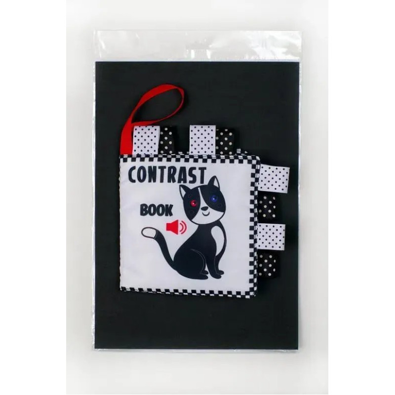 М`яка книга-пищалка Contrast book CAT, 0+ міс. - КНИЖКОВИЙ ХМАРОЧОС
