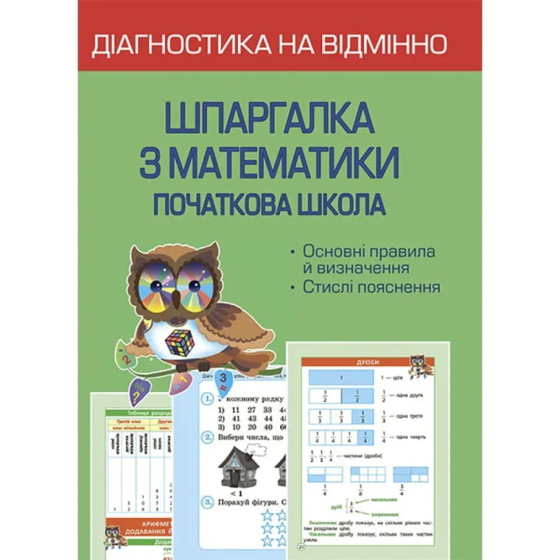 НУШ. Діагностика на відмінно. Шпаргалка з математики. Початкова школа. Мещерякова К.С.